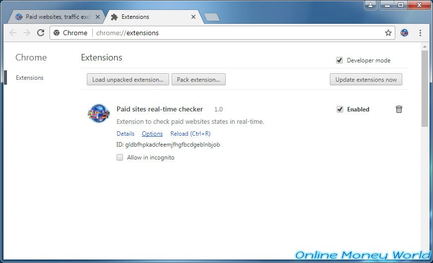 List of extensions installed in Google Chrome